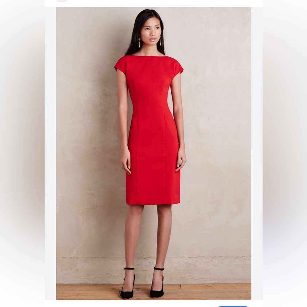 Anthropologie Maeve Evangeline Red Sheath Midi Dress